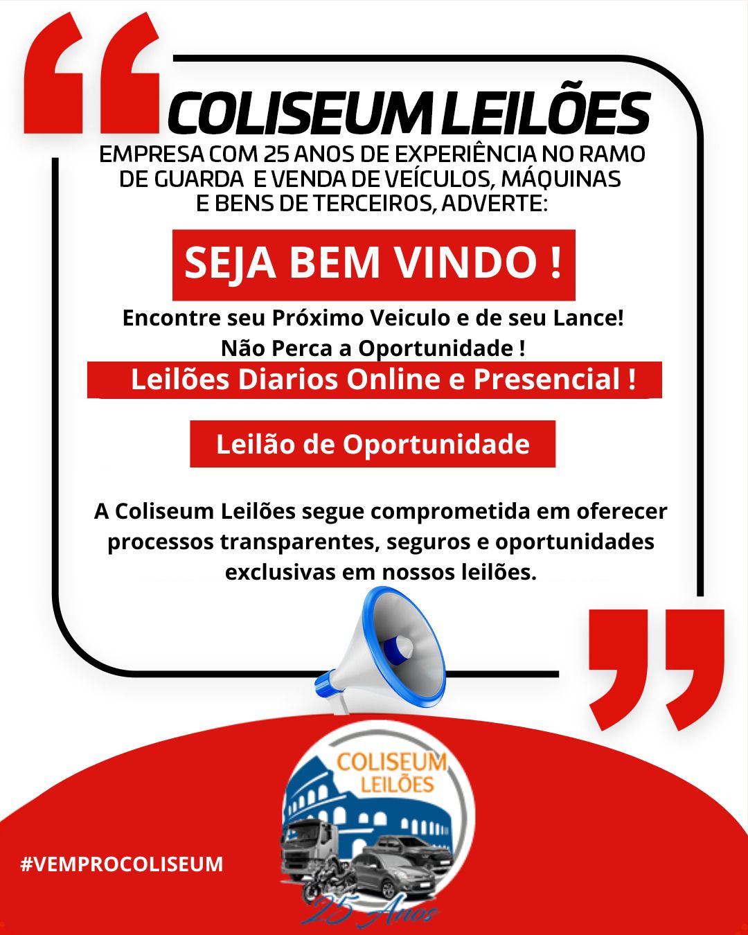 Aviso Coliseum Leilões